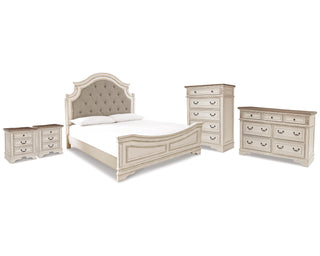 Realyn King Panel Bed, Dresser, Chest and 2 Nightstands