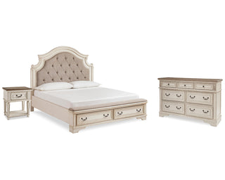 Realyn King Storage Bed, Dresser and Nightstand