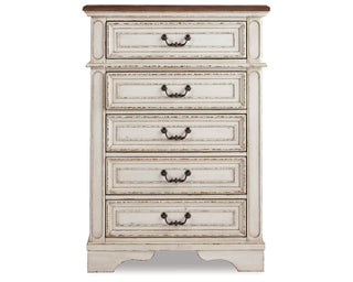 Realyn King Upholstered Panel Bed, Dresser, Mirror, Chest and 2 Nightstands