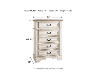 Realyn Queen Panel Bed, Dresser, Mirror, Chest and Nightstand