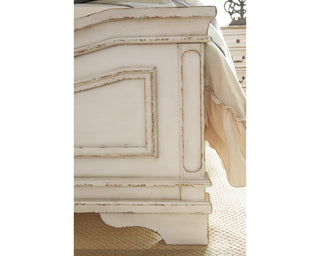 Realyn Queen Upholstered Panel Bed, Dresser, Mirror, Chest and Nightstand