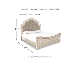Realyn Queen Upholstered Panel Bed and Chest