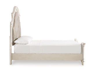 Realyn Queen Upholstered Panel Bed and Chest