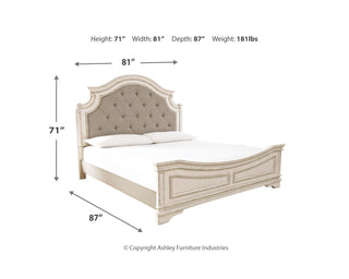 Realyn California King Panel Bed, Dresser, Mirror and Nightstand