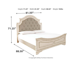 Realyn King Upholstered Panel Bed and Dresser