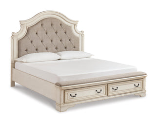Realyn King Upholstered Bed with Dresser and Mirror