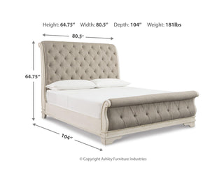 Realyn Queen Upholstered Sleigh Bed and Chest