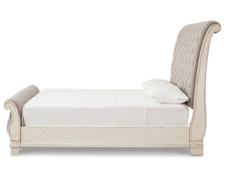 Realyn Queen Upholstered Sleigh Bed and Chest