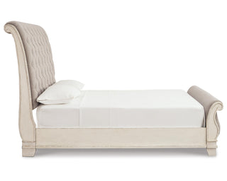 Realyn Queen Upholstered Sleigh Bed and Chest