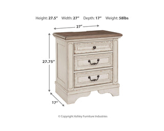 Realyn Queen Upholstery Panel Bed, Dresser, Chest, Nightstand, and Vanity Set