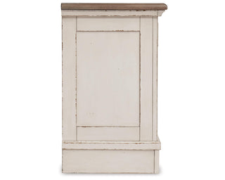 Realyn Queen Upholstery Panel Bed, Dresser, Chest, Nightstand, and Vanity Set