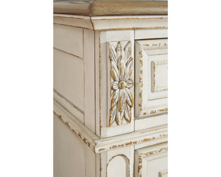 Realyn Queen Upholstered Panel Bed and Chest