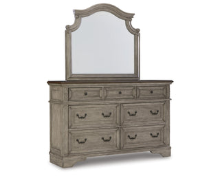 Lodenbay King Upholstered Panel Bed, Dresser, Mirror, Chest and Nightstand