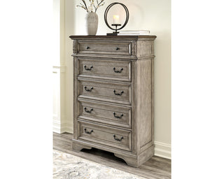 Lodenbay King Upholstered Panel Bed, Dresser, Mirror, Chest and Nightstand