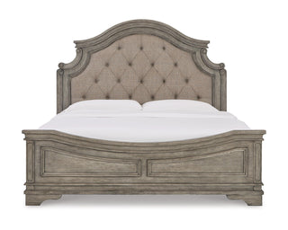 Lodenbay King Upholstered Panel Bed, Dresser, Mirror, and Nightstand