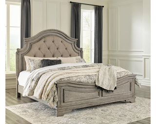 Lodenbay King Upholstered Panel Bed, Dresser, Mirror, Chest and Nightstand