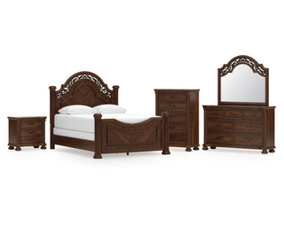Lavinton Queen Poster Bed, Dresser, Mirror, Chest and Nightstand