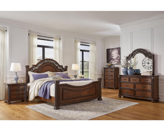 Lavinton King Poster Bed, Dresser, Mirror, Chest and 2 Nightstands