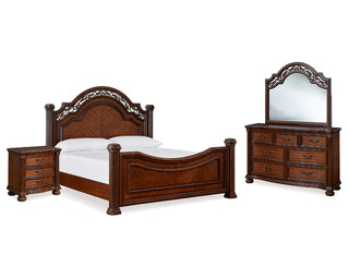 Lavinton Queen Poster Bed, Dresser, Mirror and Nightstand