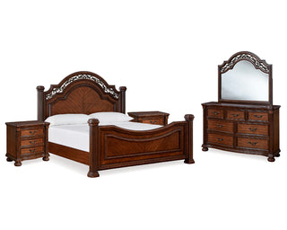 Lavinton King Poster Bed, Dresser, Mirror and Nightstand