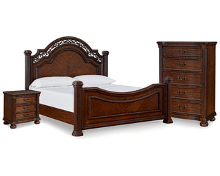 Lavinton Queen Poster Bed, Chest and Nightstand
