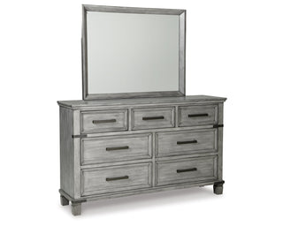 Russelyn California King Panel Storage Bed, Dresser, Mirror and Nightstand