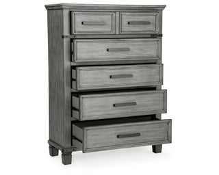 Russelyn King Panel Storage Bed, Dresser, Mirror and Chest