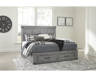 Russelyn King Panel Storage Bed, Dresser, Mirror and Chest