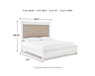 Kanwyn Queen Upholstered Panel Bed, Dresser, Mirror, and Nightstand