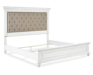 Kanwyn Queen Upholstered Panel Bed, Dresser, Mirror, and Nightstand
