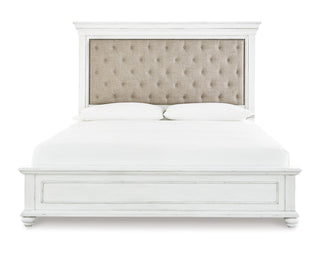Kanwyn Queen Upholstered Panel Bed, Dresser, and Nightstand