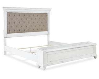 Kanwyn King Upholstered Storage Bed, Dresser, Mirror and Nightstand