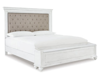 Kanwyn King Upholstered Storage Bed, Dresser, Mirror and Nightstand