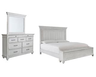 Kanwyn King Panel Bed with Storage, Dresser and Mirror