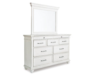 Kanwyn King Panel Bed with Storage, Dresser and Mirror