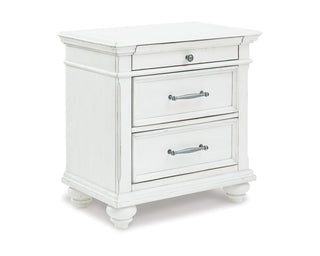Kanwyn Queen Upholstered Panel Bed, Dresser, and Nightstand