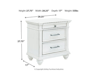 Kanwyn King Upholstered Storage Bed, Dresser, Mirror and Nightstand
