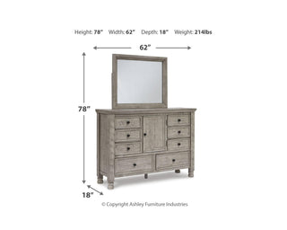 Harrastone Queen Panel Bed, Dresser and Mirror