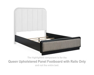 Rowanbeck Queen Upholstered Panel Footboard with Rails