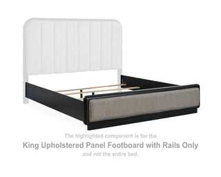 Rowanbeck King Upholstered Panel Footboard with Rails