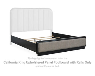 Rowanbeck California King Upholstered Panel Footboard with Rails