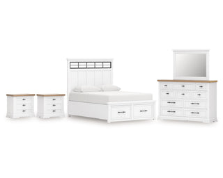 Ashbryn King Panel Bed, Dresser, Mirror and 2 Nightstands