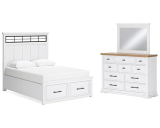 Ashbryn Queen Panel Storage Bed, Dresser and Mirror