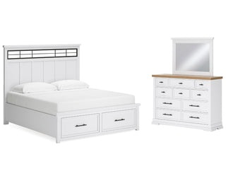 Ashbryn King Panel Storage Bed, Dresser and Mirror