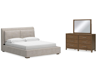 Cabalynn King Upholstered Bed, Dresser and Mirror