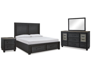 Foyland Queen Storage Bed, Dresser, Mirror and Nightstand
