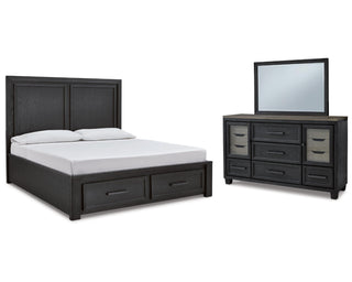 Foyland Queen Panel Storage Bed, Dresser and Mirror