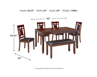 Bennox Dining Table and Chairs with Bench (Set of 6)