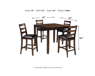 Coviar Counter Height Dining Table and Bar Stools (Set of 5)
