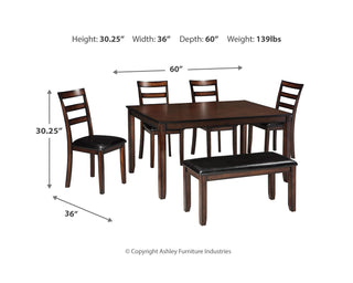 Coviar Dining Table and Chairs with Bench (Set of 6)